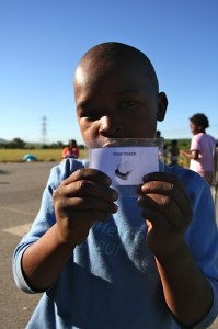 Boy with food token