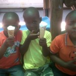 The boys enjoying ice cream